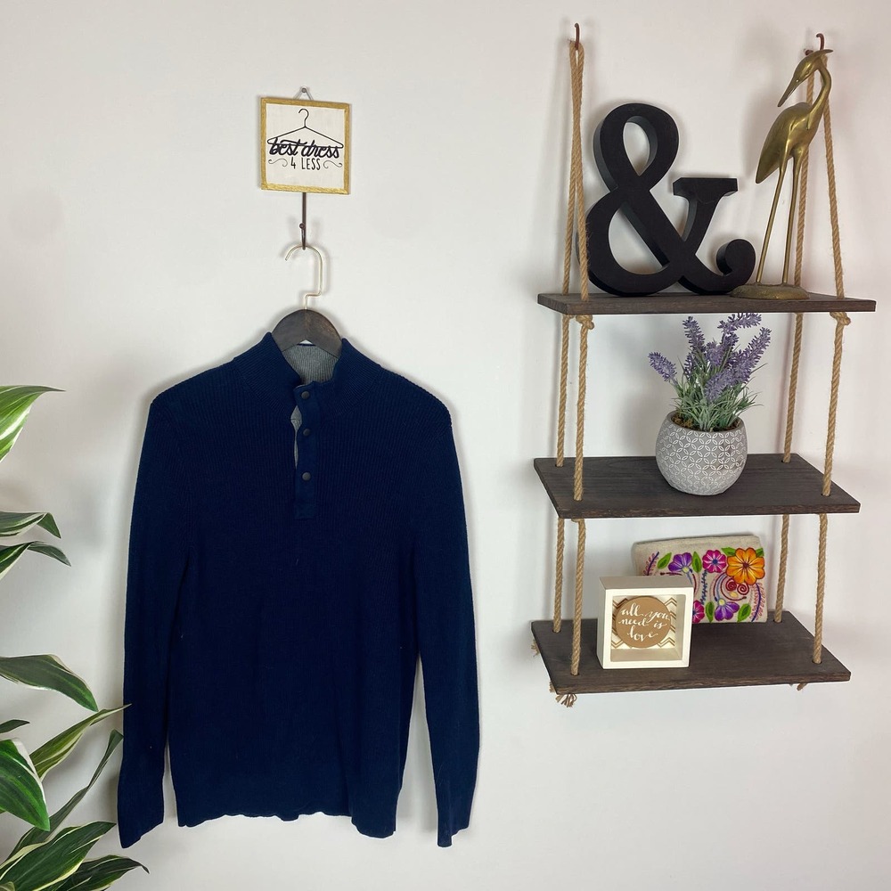 Men's Express Navy Blue Ribbed Pullover Sweater
